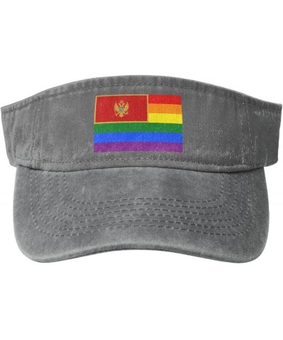 Montenegro Rainbow Flag Sun Visor Hats for Women Men Adjustable Sports Sun Hats Cotton Golf Cap Gray $13.11 Visors