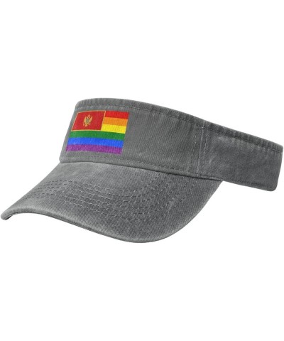 Montenegro Rainbow Flag Sun Visor Hats for Women Men Adjustable Sports Sun Hats Cotton Golf Cap Gray $13.11 Visors