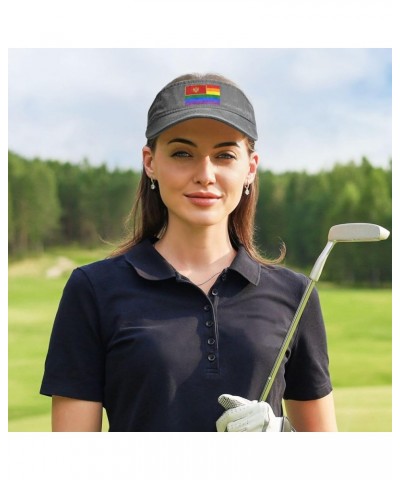 Montenegro Rainbow Flag Sun Visor Hats for Women Men Adjustable Sports Sun Hats Cotton Golf Cap Gray $13.11 Visors