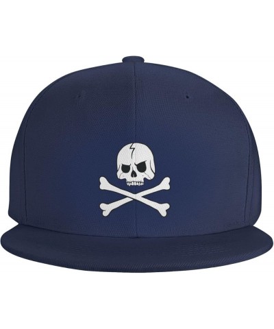 Men Women Adjustable Baseball Caps, White Skull with Crossbones Unisex Plain Hats Vintage Trucker Dad Cap Black Navy Blue $10...