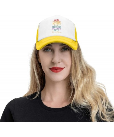 When Tyranny Becomes Law, Rebellion Becomes Duty, Thomas Jefferson Quote Unisex Baseball Hat Low Profile Trucker Hat Yellow $...