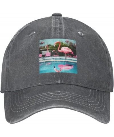 Flamingo and Swimming Pools Cowboy Baseball Cap, Fashion Print Adjustable Baseball Cap, Adult Casual Cap, Washed Cowboy Cap D...