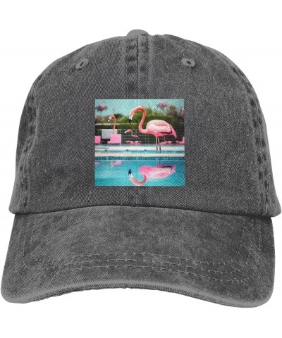 Flamingo and Swimming Pools Cowboy Baseball Cap, Fashion Print Adjustable Baseball Cap, Adult Casual Cap, Washed Cowboy Cap D...