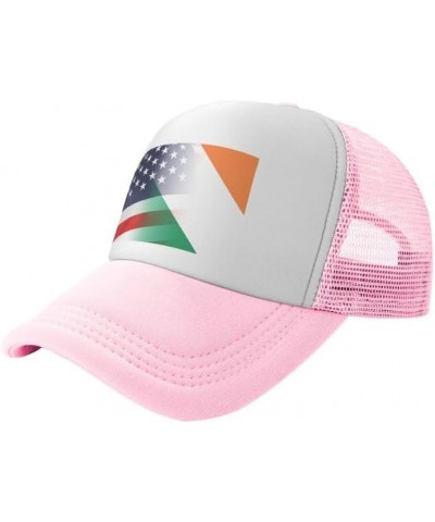 Flag of Ireland and USA Flag-Trucker Hats Denim Hats Cowboy Knit hat Baseball Caps Fisherman's hat Pink $18.03 Baseball Caps