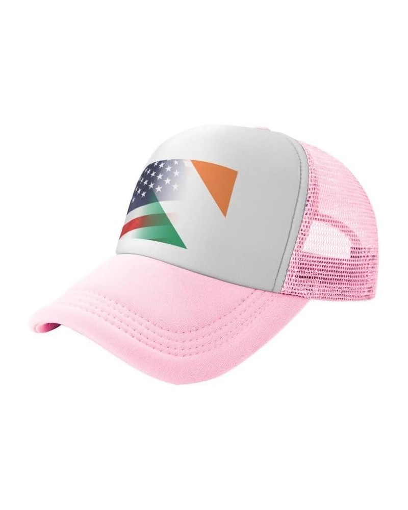 Flag of Ireland and USA Flag-Trucker Hats Denim Hats Cowboy Knit hat Baseball Caps Fisherman's hat Pink $18.03 Baseball Caps