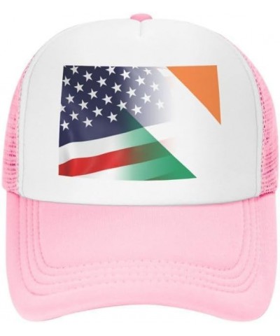 Flag of Ireland and USA Flag-Trucker Hats Denim Hats Cowboy Knit hat Baseball Caps Fisherman's hat Pink $18.03 Baseball Caps