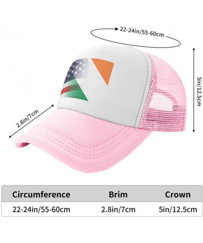 Flag of Ireland and USA Flag-Trucker Hats Denim Hats Cowboy Knit hat Baseball Caps Fisherman's hat Pink $18.03 Baseball Caps