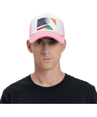 Flag of Ireland and USA Flag-Trucker Hats Denim Hats Cowboy Knit hat Baseball Caps Fisherman's hat Pink $18.03 Baseball Caps