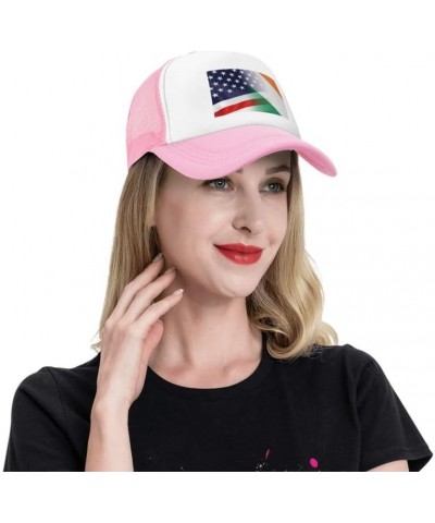 Flag of Ireland and USA Flag-Trucker Hats Denim Hats Cowboy Knit hat Baseball Caps Fisherman's hat Pink $18.03 Baseball Caps