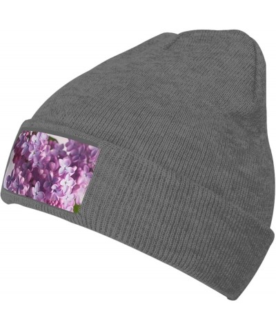 Beanie for Women Lilac Flowers Print Knitted Hat Men Winter Beanies Soft Knit Hats Warm Beanie Cap Deep Heather $10.58 Skulli...