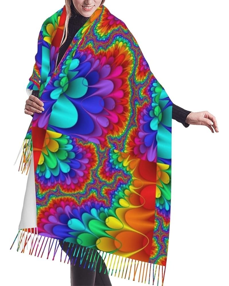 Winter Warm Bright Stars Print Shawl Tassel Scarf Women'S Cashmere Pile Fringe Scarf Accessory Gift Bright Color $12.44 Scarves