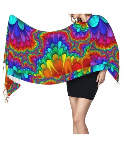 Winter Warm Bright Stars Print Shawl Tassel Scarf Women'S Cashmere Pile Fringe Scarf Accessory Gift Bright Color $12.44 Scarves