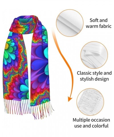 Winter Warm Bright Stars Print Shawl Tassel Scarf Women'S Cashmere Pile Fringe Scarf Accessory Gift Bright Color $12.44 Scarves