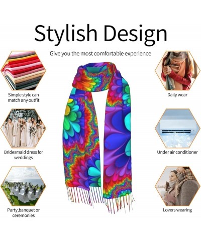 Winter Warm Bright Stars Print Shawl Tassel Scarf Women'S Cashmere Pile Fringe Scarf Accessory Gift Bright Color $12.44 Scarves