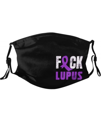 Fuck Lupus Purple Ribbon Face Mask Washable Reusable Adults Breathable with 2 Filters Black $11.66 Balaclavas