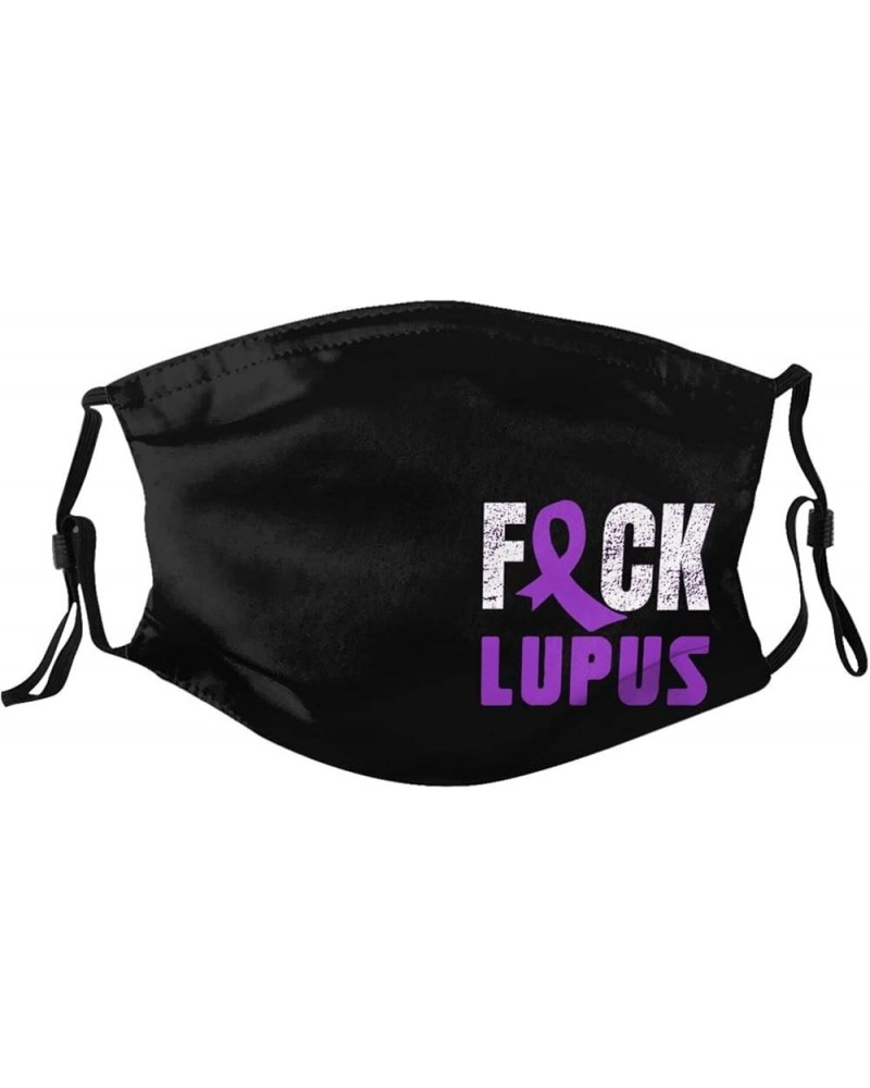 Fuck Lupus Purple Ribbon Face Mask Washable Reusable Adults Breathable with 2 Filters Black $11.66 Balaclavas