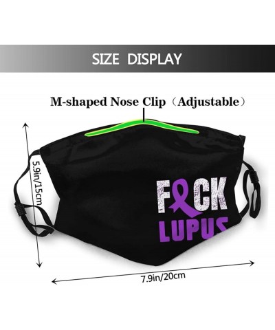 Fuck Lupus Purple Ribbon Face Mask Washable Reusable Adults Breathable with 2 Filters Black $11.66 Balaclavas