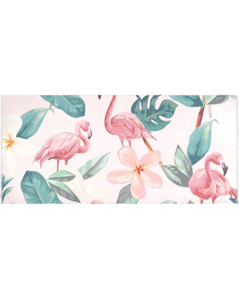 Women's Long Shawl Pink Flamingo Palm Leaf(l2) Winter Warm Large Scarf for All Seasons(227cr5b) $13.44 Scarves