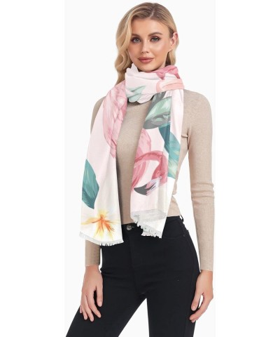 Women's Long Shawl Pink Flamingo Palm Leaf(l2) Winter Warm Large Scarf for All Seasons(227cr5b) $13.44 Scarves