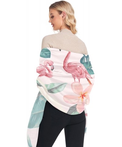 Women's Long Shawl Pink Flamingo Palm Leaf(l2) Winter Warm Large Scarf for All Seasons(227cr5b) $13.44 Scarves