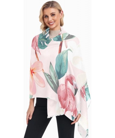 Women's Long Shawl Pink Flamingo Palm Leaf(l2) Winter Warm Large Scarf for All Seasons(227cr5b) $13.44 Scarves