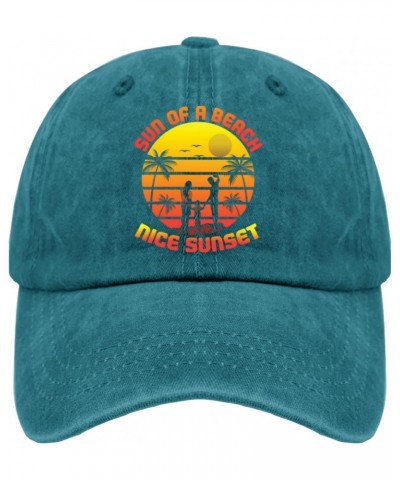 Sunset Couple People Beach Sun Palm Tree Trucker hat Mexico hat Cyan Blue Mens hat Gifts for Women Summer Hats $10.06 Sun Hats