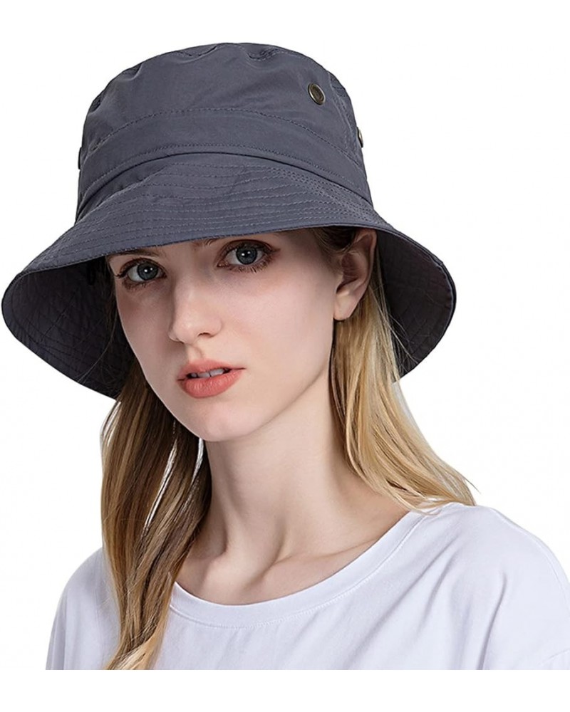 Women Sun Hat Wide Brim Beach Hat Adjustable Bucket Hat Summer Hats Summer Hat 5-dark Gray $10.45 Sun Hats