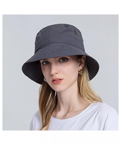 Women Sun Hat Wide Brim Beach Hat Adjustable Bucket Hat Summer Hats Summer Hat 5-dark Gray $10.45 Sun Hats