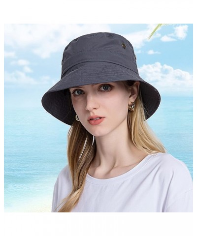 Women Sun Hat Wide Brim Beach Hat Adjustable Bucket Hat Summer Hats Summer Hat 5-dark Gray $10.45 Sun Hats