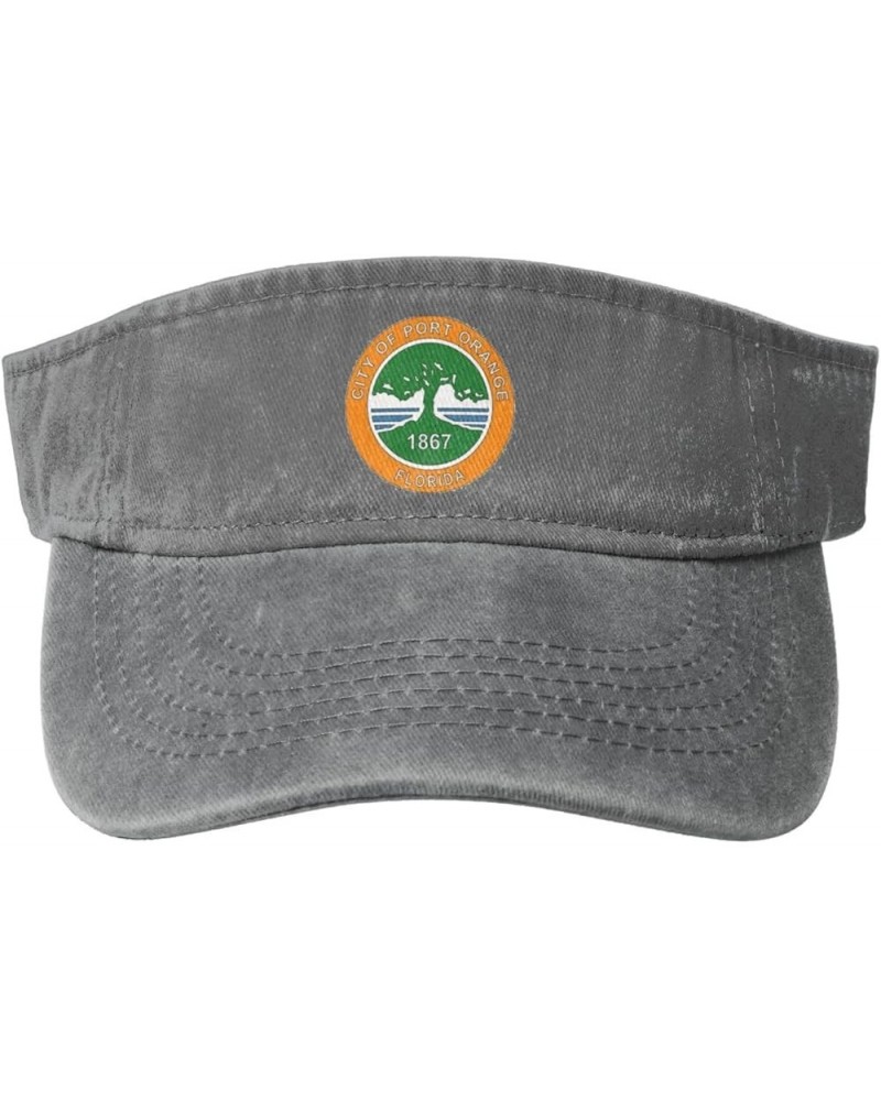 Seal of Port Orange, Florida Sun Visor Hats for Women Men Sun Hat Vintage Golf Hat Adjustable Baseball Cap Gray $14.11 Visors