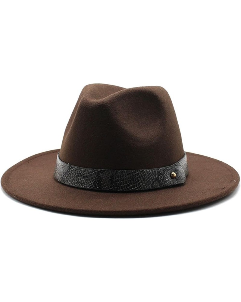 Wide Belt Felt Fedora Hats Women Vintage Top Jazz Hat British Style Wool Warm Dress Hat Panaman hat Fengyan Cowboy Hats Coffe...