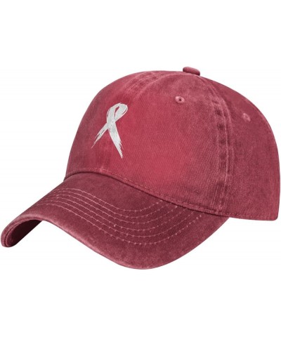 Brain Cancer Awareness Ribbon Denim Trucker Hat Baseball Cap for Men Or Women Cowboy Black Red $17.49 Cowboy Hats