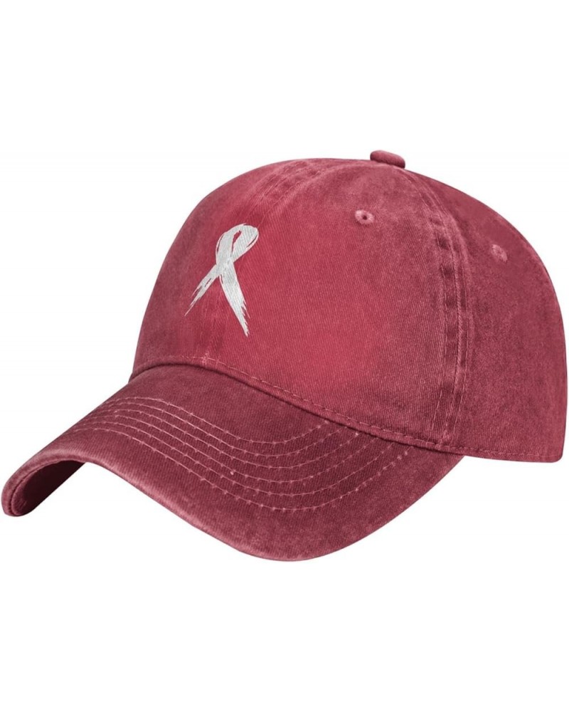 Brain Cancer Awareness Ribbon Denim Trucker Hat Baseball Cap for Men Or Women Cowboy Black Red $17.49 Cowboy Hats