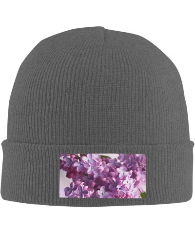 Beanie for Women Lilac Flowers Print Knitted Hat Men Winter Beanies Soft Knit Hats Warm Beanie Cap Deep Heather $10.58 Skulli...