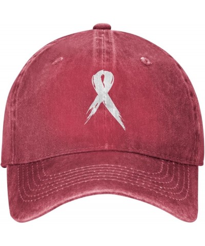 Brain Cancer Awareness Ribbon Denim Trucker Hat Baseball Cap for Men Or Women Cowboy Black Red $17.49 Cowboy Hats