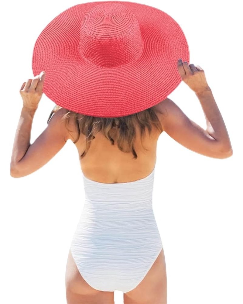 Straw Sun Hats for Women Floppy Beach Wide Brim Summer Sunhats Packable Uv Protection Foldable Vacation Panama Hats Watermelo...