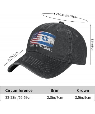 Israel Hat I Stand with Israel Hat for Men Baseball Hat Fashionable Hat Black Msk $8.24 Baseball Caps