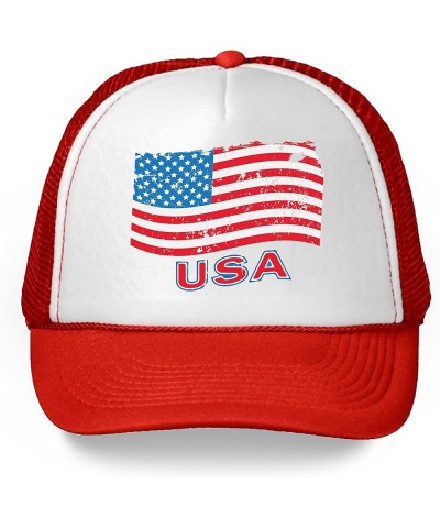 USA Flag Hat American Trucker Hats for Women Men 4th of July Party Red $10.28 Baseball Caps