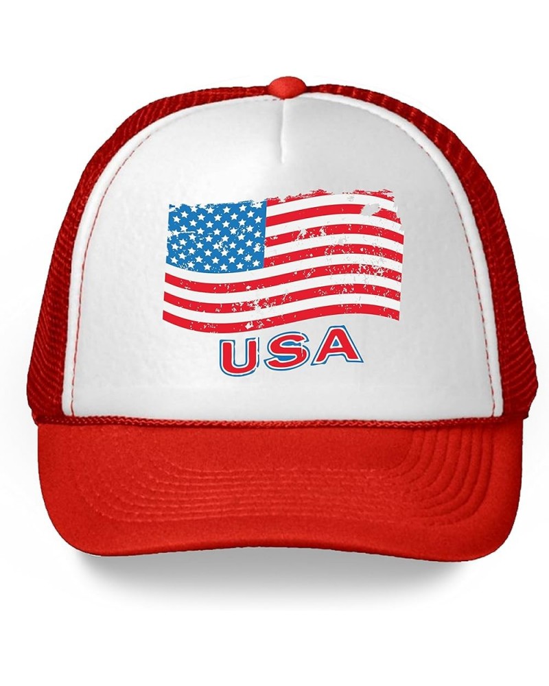 USA Flag Hat American Trucker Hats for Women Men 4th of July Party Red $10.28 Baseball Caps