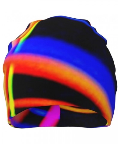 Colorful Lines Abstract Casual Beanie Cap Skull Hat Windproof Earmuffs Hat Dome Cap Headwear $8.77 Skullies & Beanies