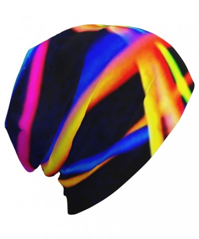 Colorful Lines Abstract Casual Beanie Cap Skull Hat Windproof Earmuffs Hat Dome Cap Headwear $8.77 Skullies & Beanies