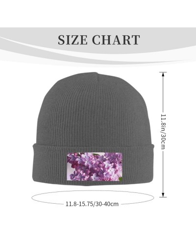 Beanie for Women Lilac Flowers Print Knitted Hat Men Winter Beanies Soft Knit Hats Warm Beanie Cap Deep Heather $10.58 Skulli...