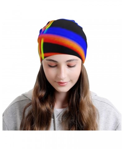 Colorful Lines Abstract Casual Beanie Cap Skull Hat Windproof Earmuffs Hat Dome Cap Headwear $8.77 Skullies & Beanies