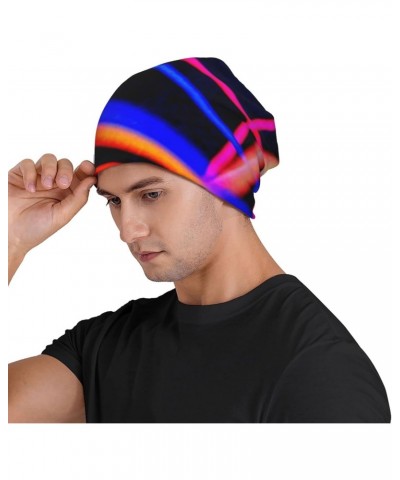 Colorful Lines Abstract Casual Beanie Cap Skull Hat Windproof Earmuffs Hat Dome Cap Headwear $8.77 Skullies & Beanies