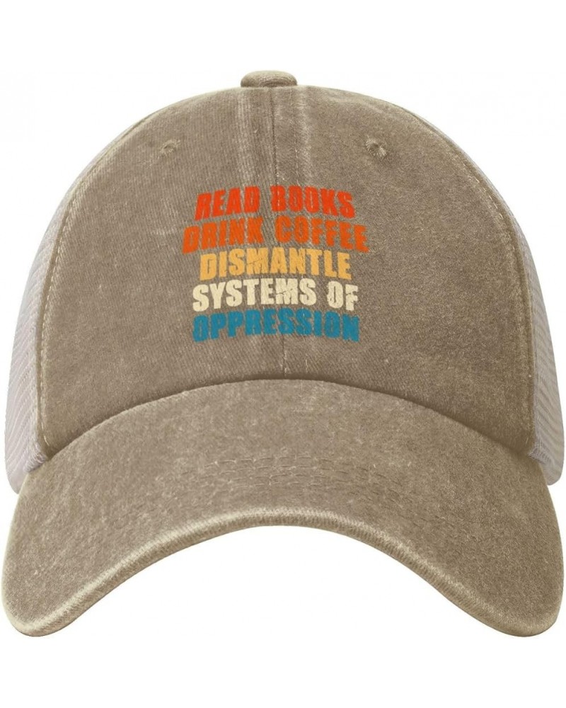 Read Books Drink Coffee Dismantle Systems of Oppression Cowboy Trucker Hat Adjustable Mesh Baseball Cap Dad Hat,Black Natural...