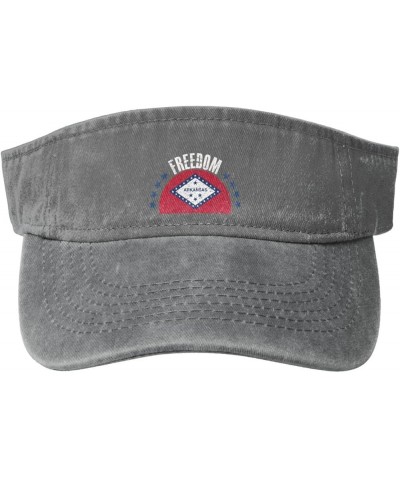 The Arkansas Flag and Freedom Sun Visor Hats for Women Men Adjustable Cotton Sun Hat Golf Cap Gray $13.37 Visors