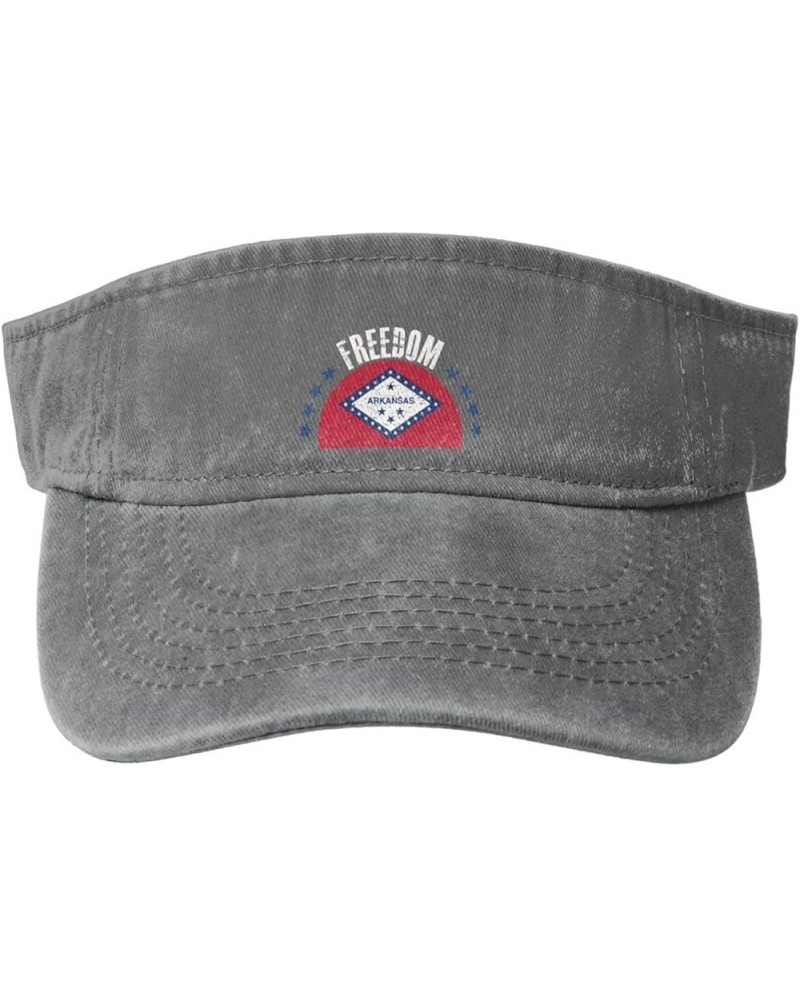 The Arkansas Flag and Freedom Sun Visor Hats for Women Men Adjustable Cotton Sun Hat Golf Cap Gray $13.37 Visors