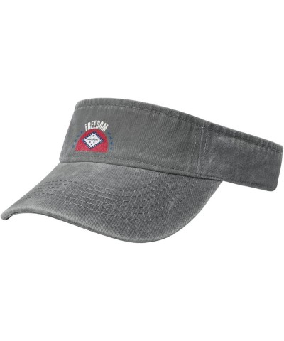 The Arkansas Flag and Freedom Sun Visor Hats for Women Men Adjustable Cotton Sun Hat Golf Cap Gray $13.37 Visors