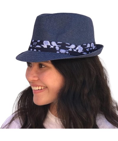 Fedora Hats Mens Women Sun Beach Derby Panama Summer Hats Gangster Cuban Jazz Wht/Blue Printed Pattern $10.12 Fedoras