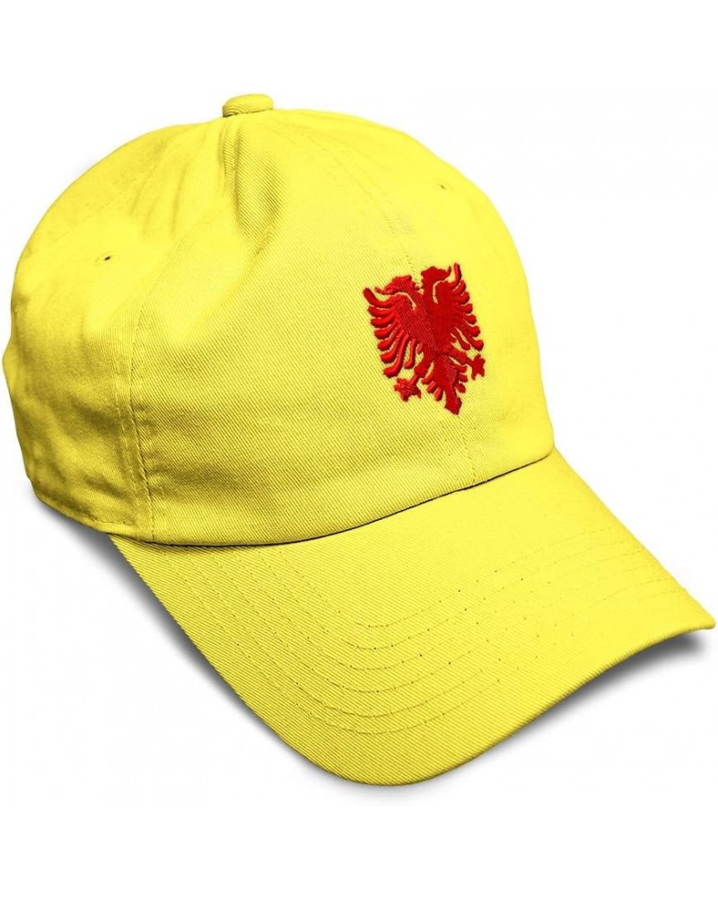 Soft Baseball Cap Albanian Eagle Embroidery Europe Albania Twill Cotton Dad Hats for Men & Women Yellow Design Only $16.19 Ba...